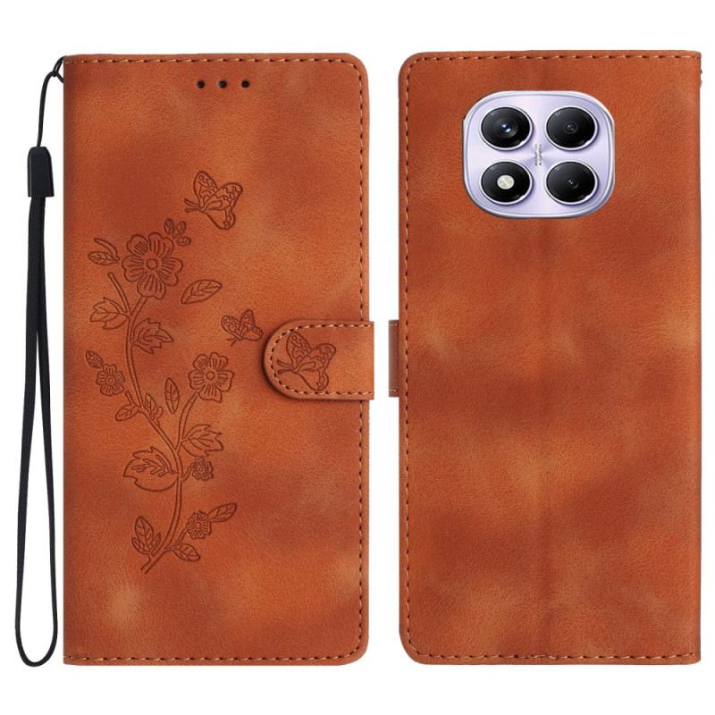 Bőrtok Xiaomi Redmi Note 14 Pro 4g Virágos És Pillangós Mintás