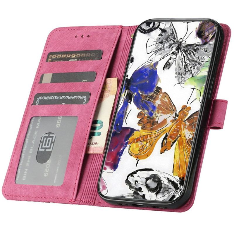 Fliptok Xiaomi Redmi Note 14 Pro 4g Velúr Hatású Pillangók