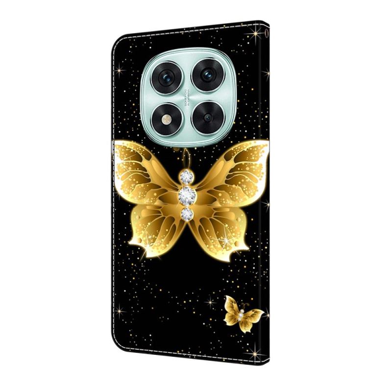 Kinyitható Bőrtok Xiaomi Redmi Note 14 Pro 4g Arany Pillangók