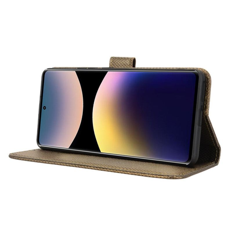 Kinyitható Bőrtok Xiaomi Redmi Note 14 Pro 4g Gyémánt Textúra