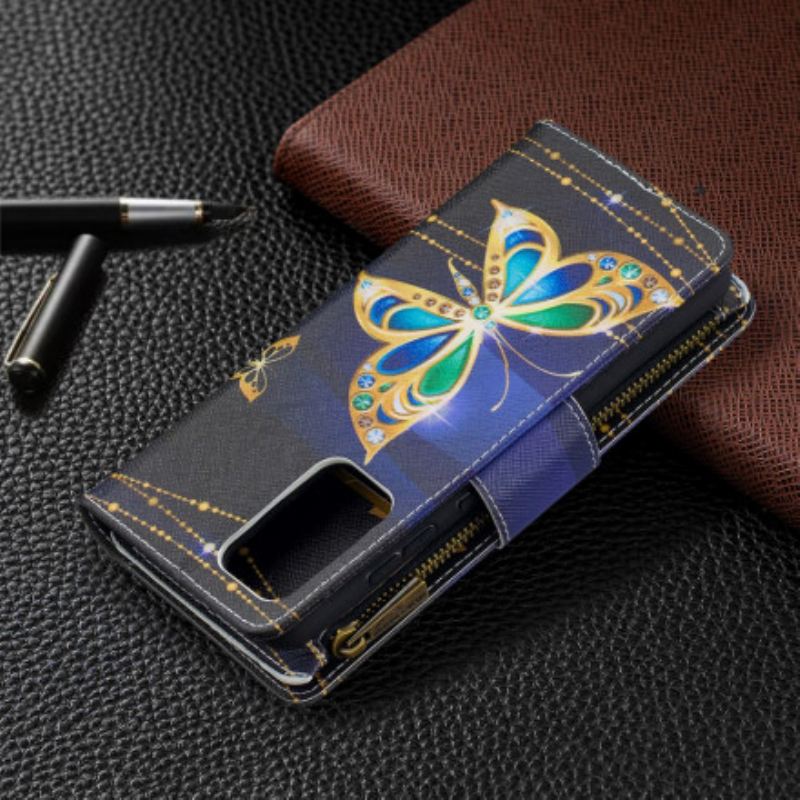 Fliptok / Bőrtok Samsung Galaxy A52 4G / A52 5G / A52s 5G Pillangók Cipzáras Zseb