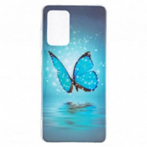Tok Samsung Galaxy A52 4G / A52 5G / A52s 5G Fluoreszkáló Kék Pillangó