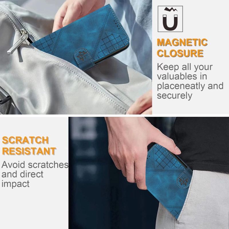 Bőrtok Realme 14 Pro 5g Geometrikus Pillangók Pánttal