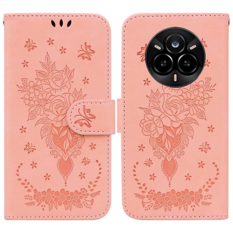 Bőrtok Realme 14 Pro 5g Rózsaszín Velúr Hatású