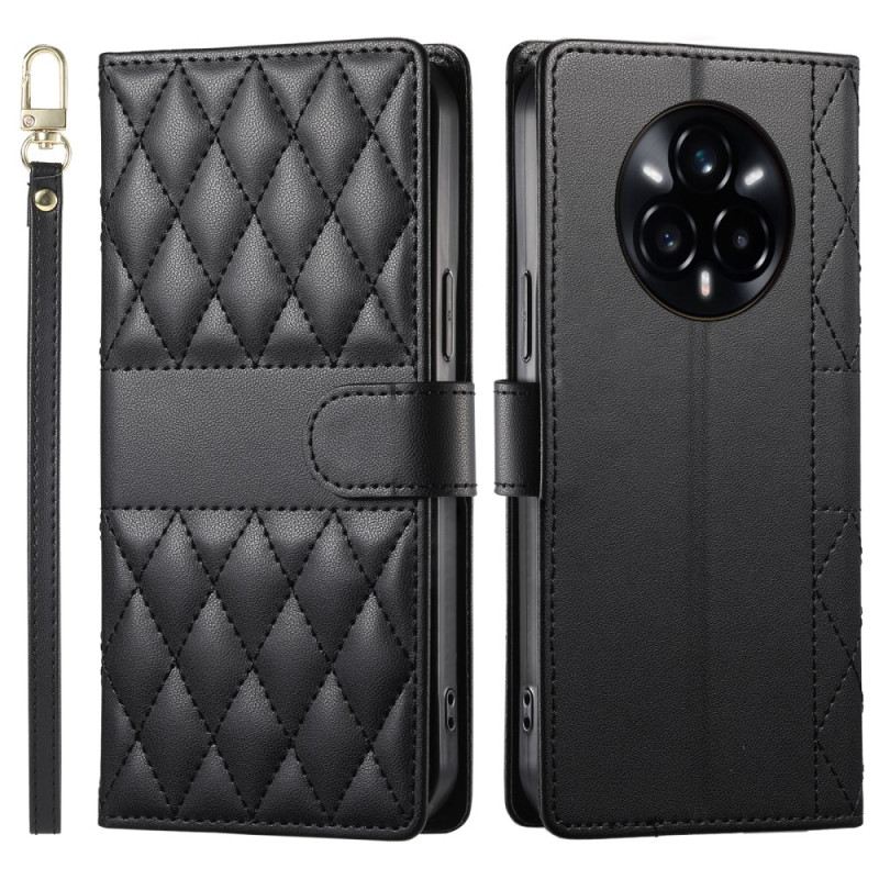 Bőrtok Realme 14 Pro 5g Steppelt Kialakítás Pánttal És Vállpánttal