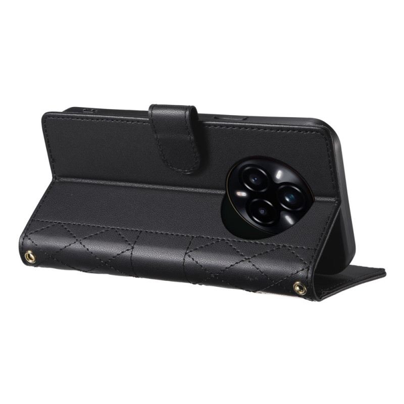 Bőrtok Realme 14 Pro 5g Steppelt Kialakítás Pánttal És Vállpánttal