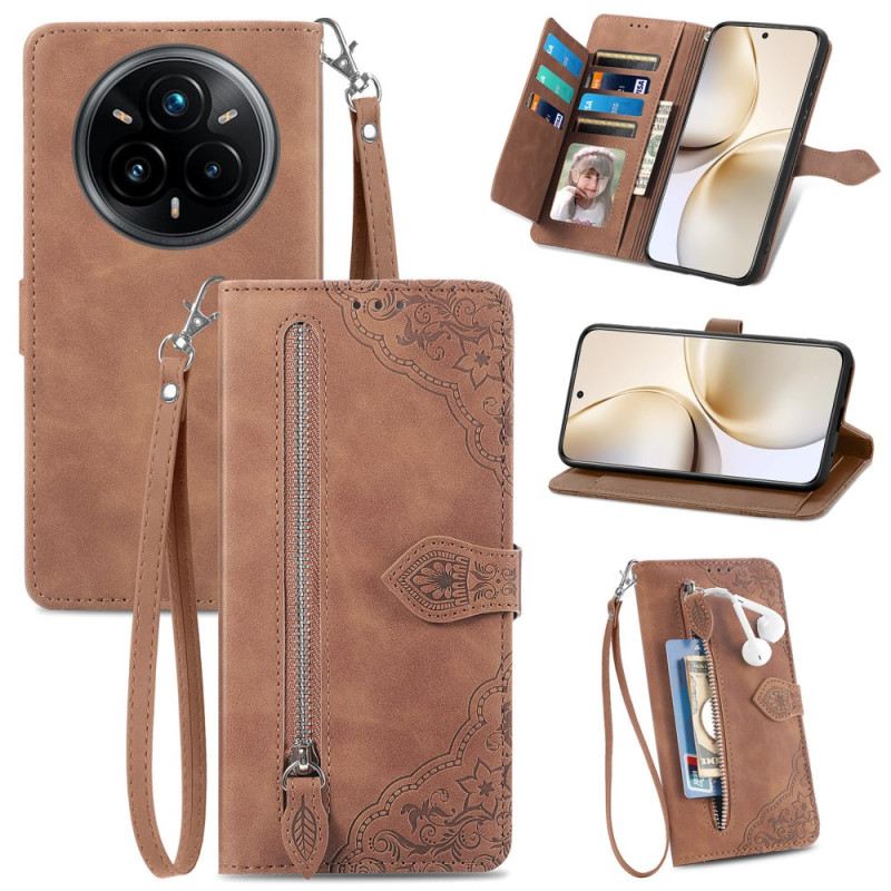 Bőrtok Realme 14 Pro 5g Velúr Csipkehatású Tasak És Pánt