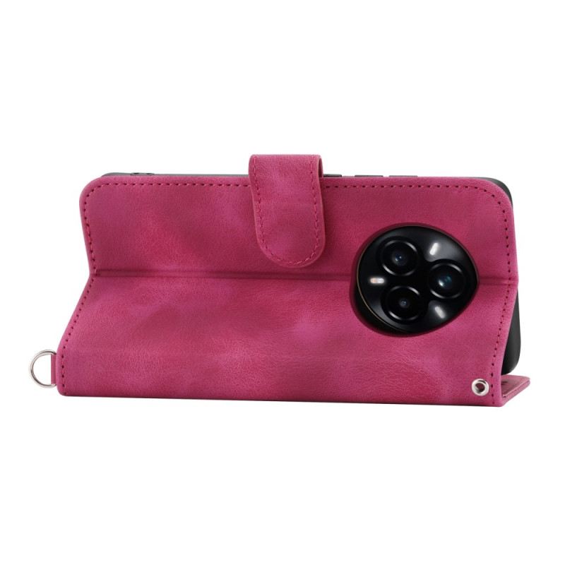 Kinyitható Bőrtok Realme 14 Pro 5g Virágos Csipke Pánttal