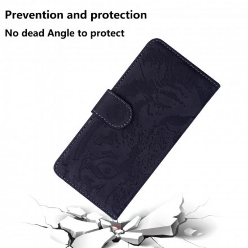 Fliptok / Bőrtok Samsung Galaxy A32 5G Tigris Arcnyomat