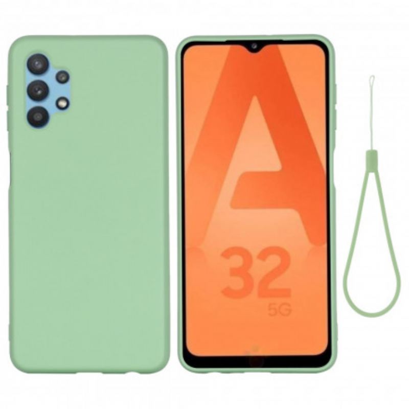 Tok Samsung Galaxy A32 5G Folyékony Szilikon Nyakpánttal