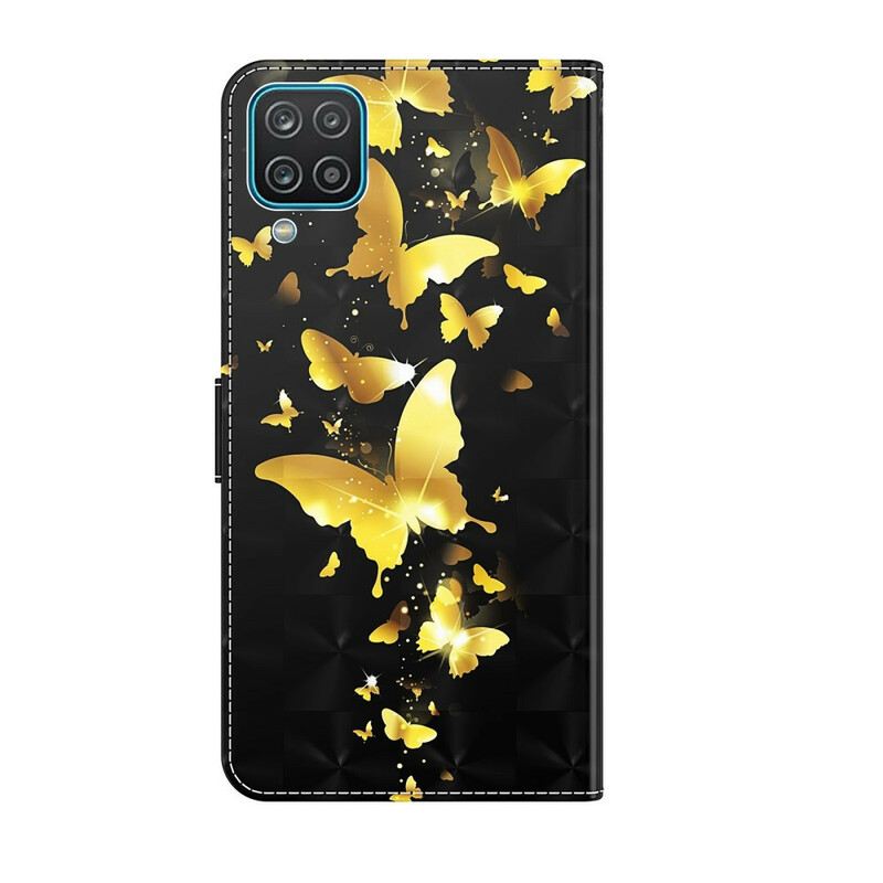 Fliptok / Bőrtok Samsung Galaxy M12 / A12 Sárga Pillangók