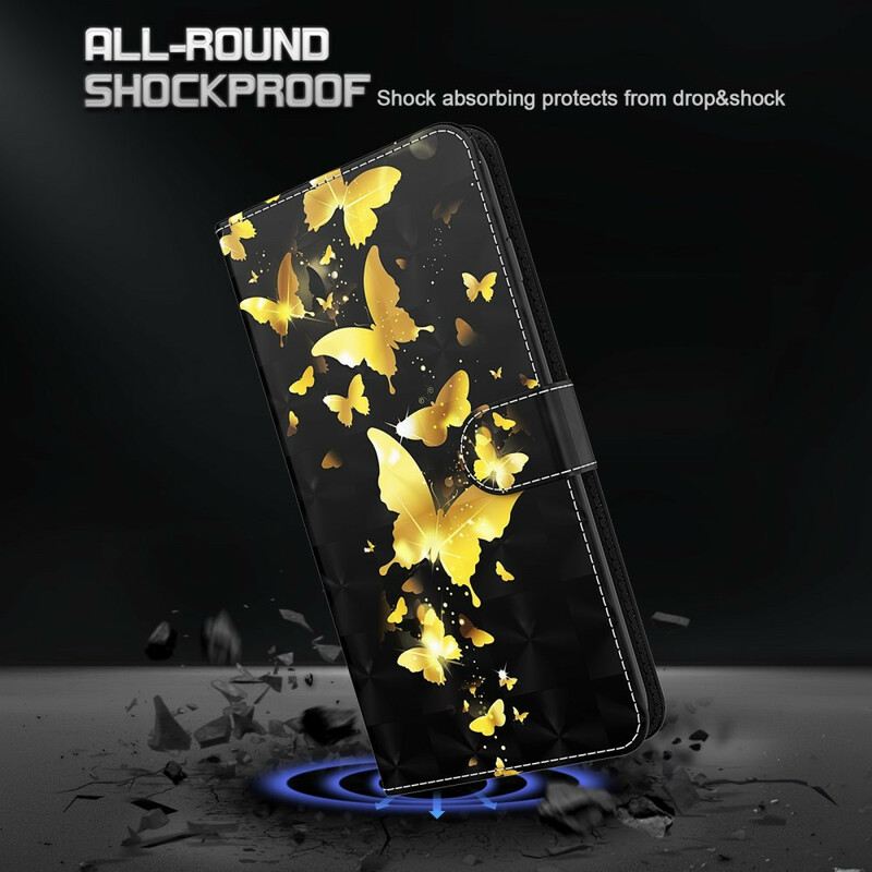 Fliptok / Bőrtok Samsung Galaxy M12 / A12 Sárga Pillangók