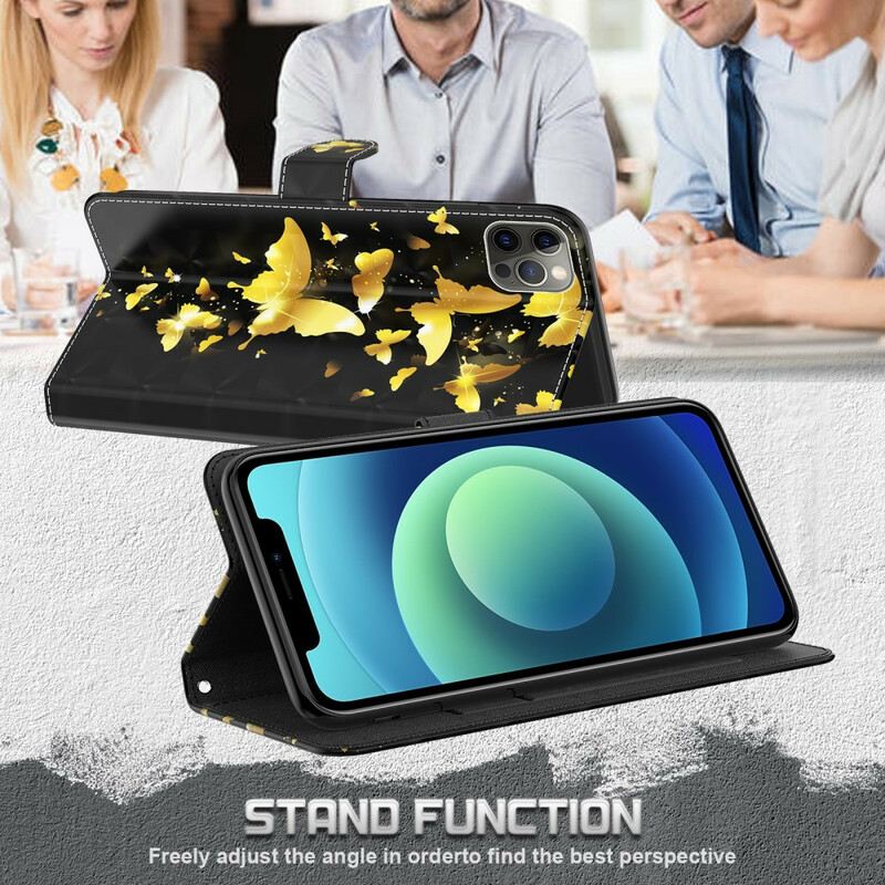 Fliptok / Bőrtok Samsung Galaxy M12 / A12 Sárga Pillangók