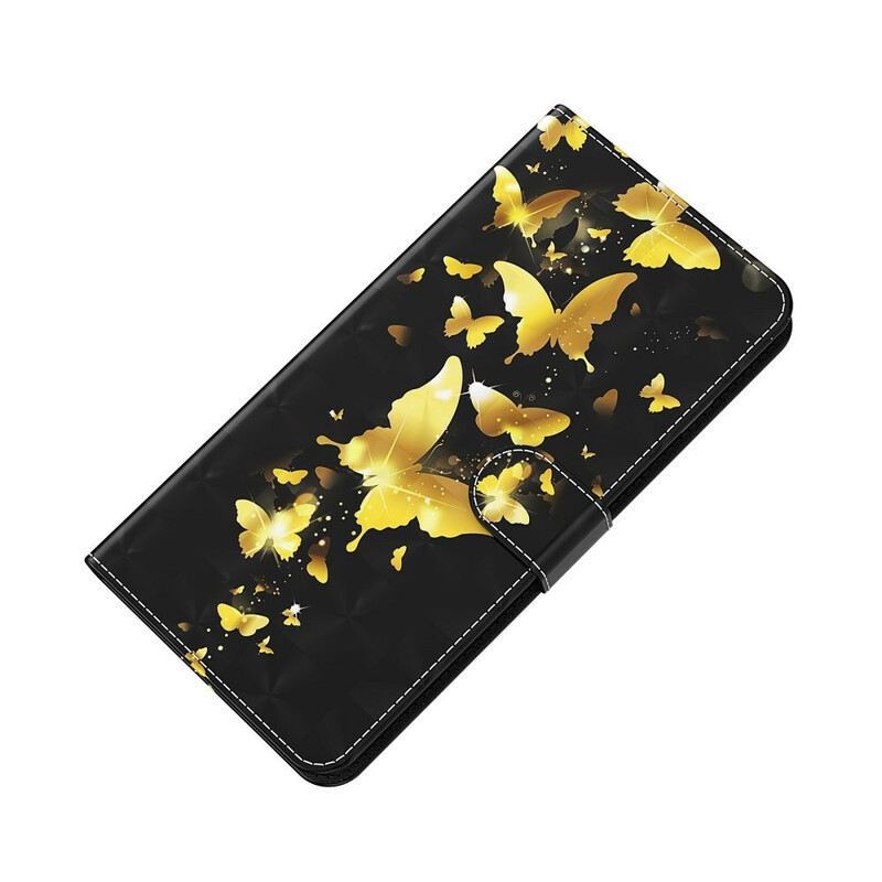 Fliptok / Bőrtok Samsung Galaxy M12 / A12 Sárga Pillangók