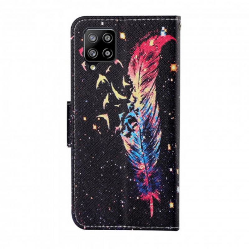 Fliptok / Bőrtok Samsung Galaxy M12 / A12 szíjjal Színes Toll Pánttal