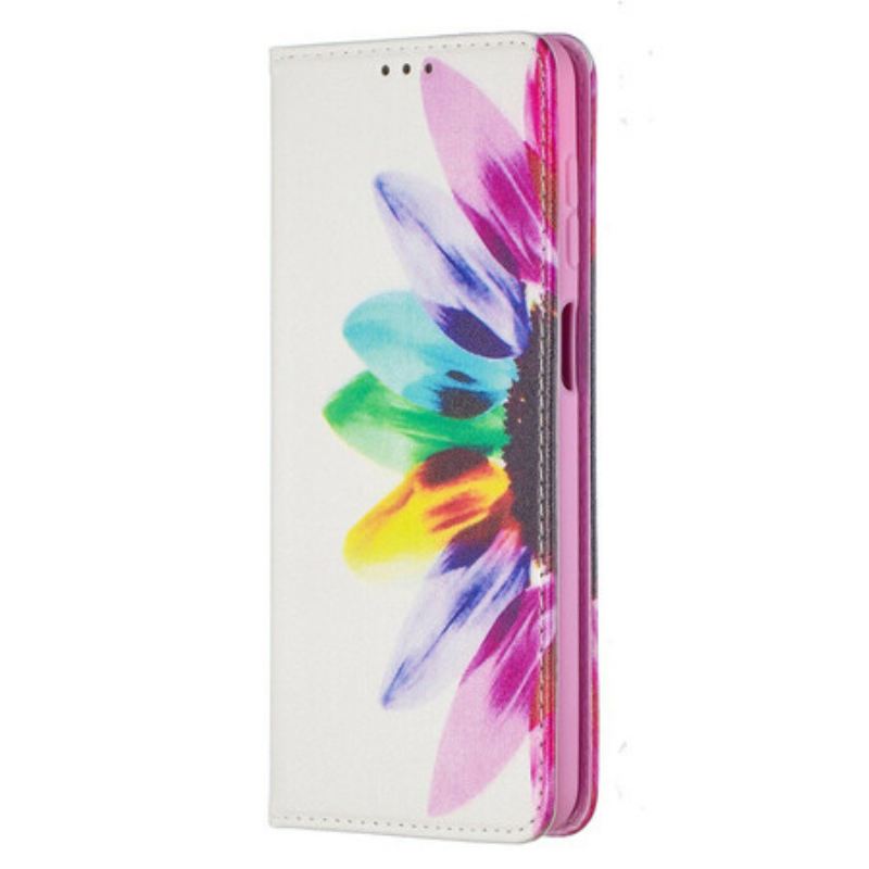 Fliptok Samsung Galaxy M12 / A12 Bőrtok Akvarell Virág