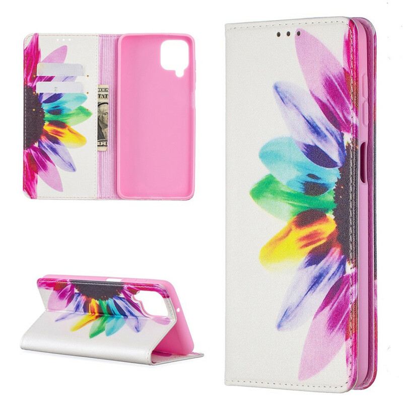 Fliptok Samsung Galaxy M12 / A12 Bőrtok Akvarell Virág