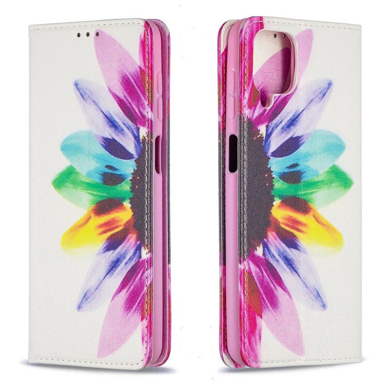 Fliptok Samsung Galaxy M12 / A12 Bőrtok Akvarell Virág