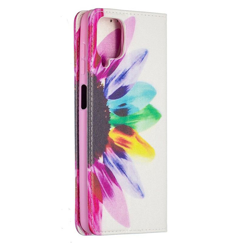 Fliptok Samsung Galaxy M12 / A12 Bőrtok Akvarell Virág