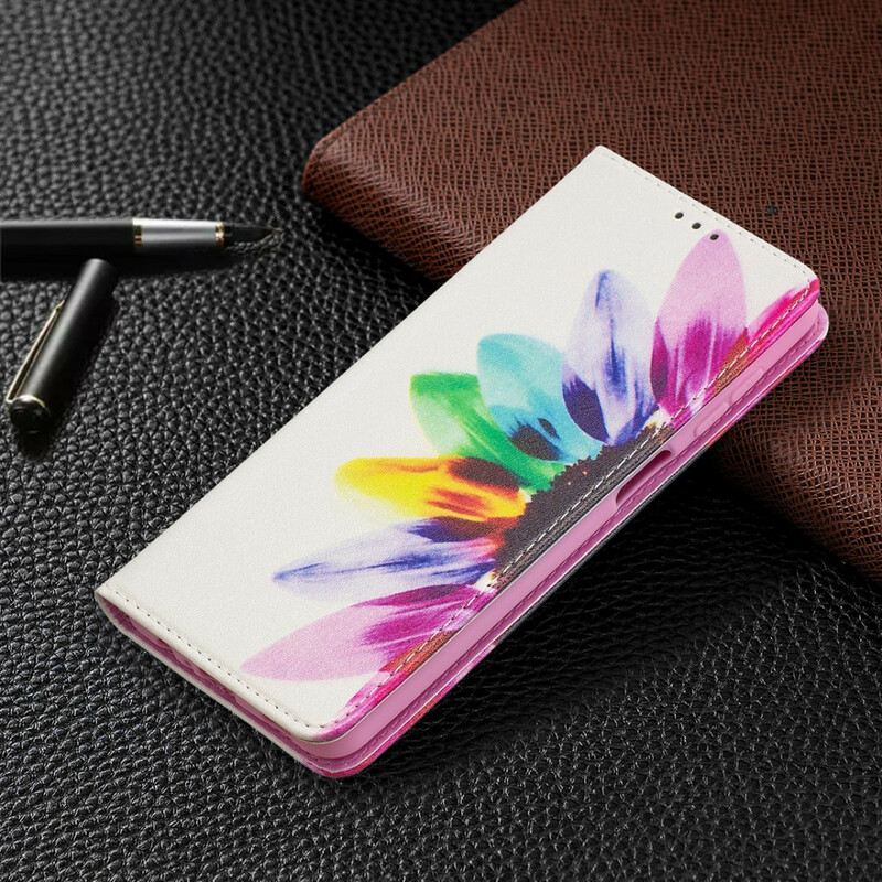 Fliptok Samsung Galaxy M12 / A12 Bőrtok Akvarell Virág