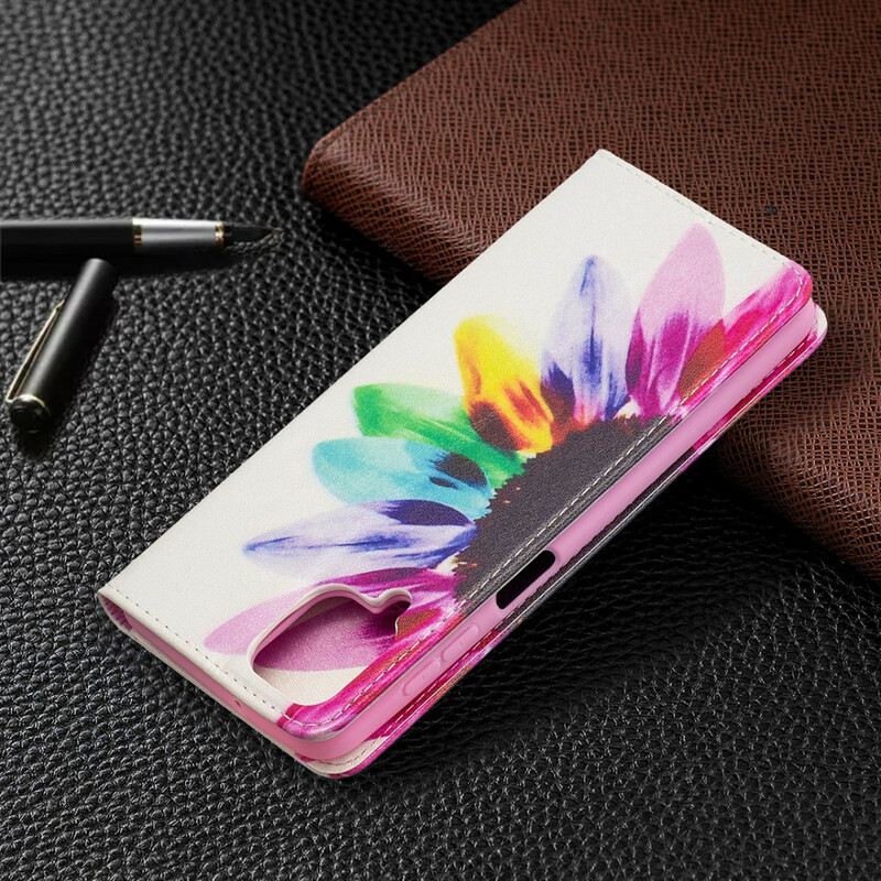 Fliptok Samsung Galaxy M12 / A12 Bőrtok Akvarell Virág