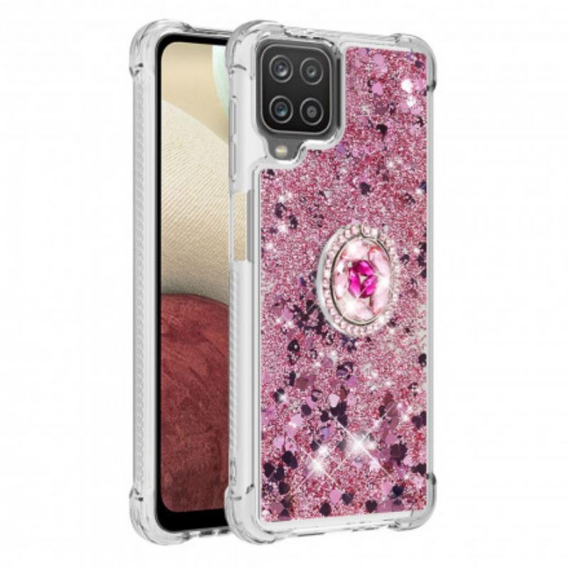 Tok Samsung Galaxy M12 / A12 Flitterek Gyűrűs Támasztékkal