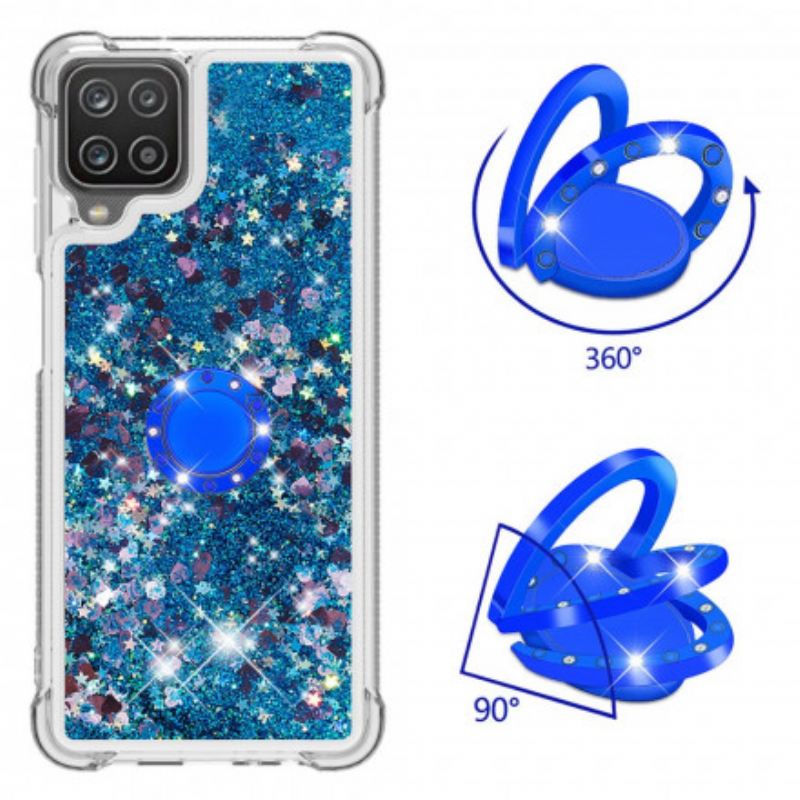 Tok Samsung Galaxy M12 / A12 Flitterek Gyűrűs Támasztékkal