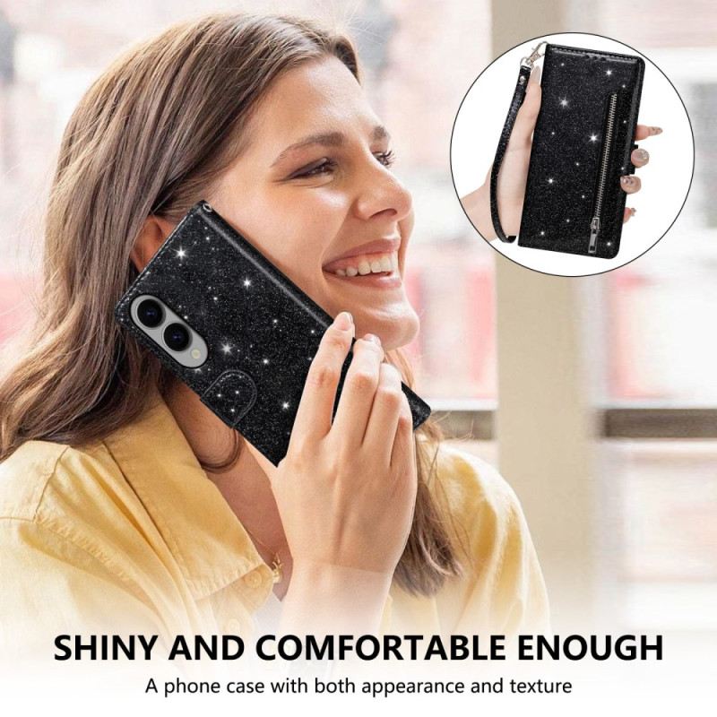 Bőrtok Samsung Galaxy S25 5g Edge Flitteres Pénztárca