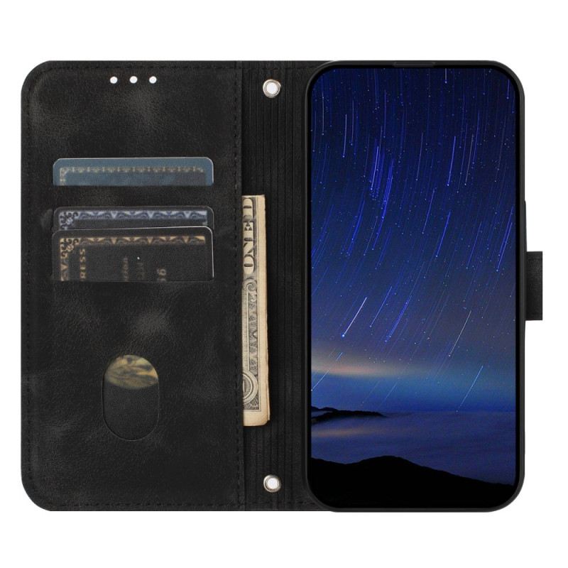 Bőrtok Samsung Galaxy S25 5g Edge Nyomott Vonalakkal Díszített Pánt