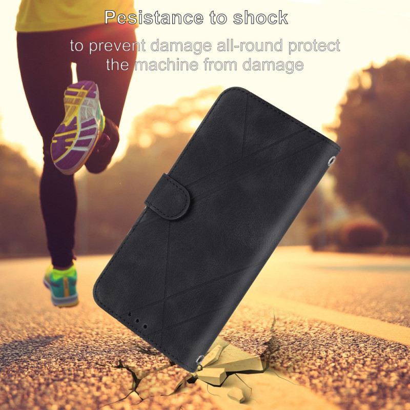 Bőrtok Samsung Galaxy S25 5g Edge Nyomott Vonalakkal Díszített Pánt