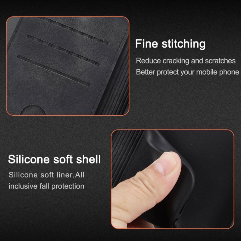 Bőrtok Samsung Galaxy S25 5g Edge Nyomott Vonalakkal Díszített Pánt