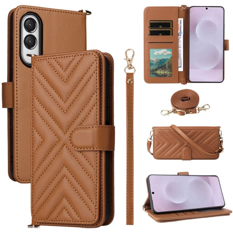 Bőrtok Samsung Galaxy S25 5g Edge Steppelt Pántos És Vállpántos