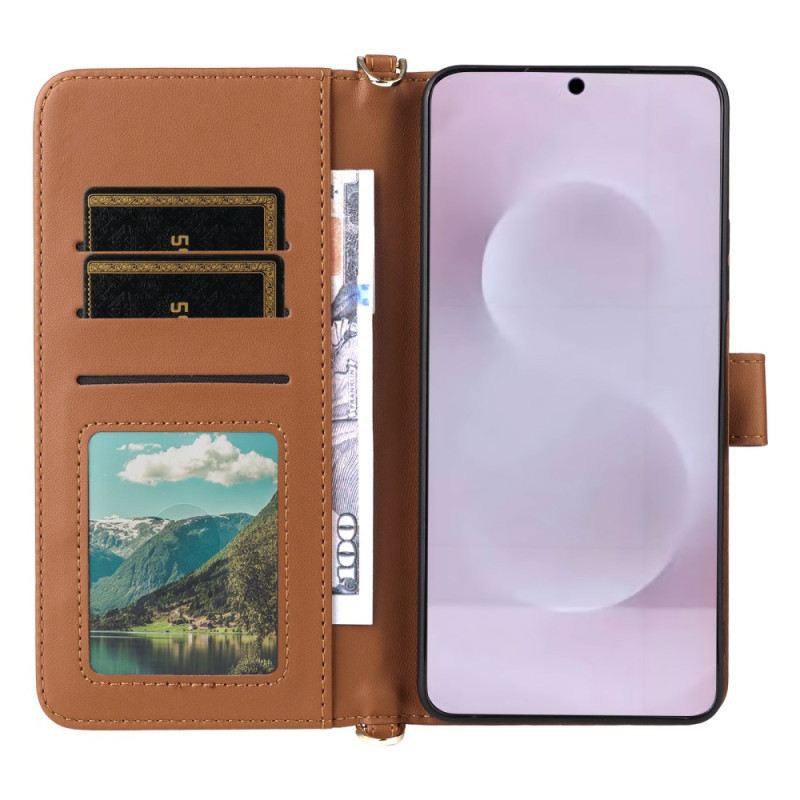 Bőrtok Samsung Galaxy S25 5g Edge Steppelt Pántos És Vállpántos