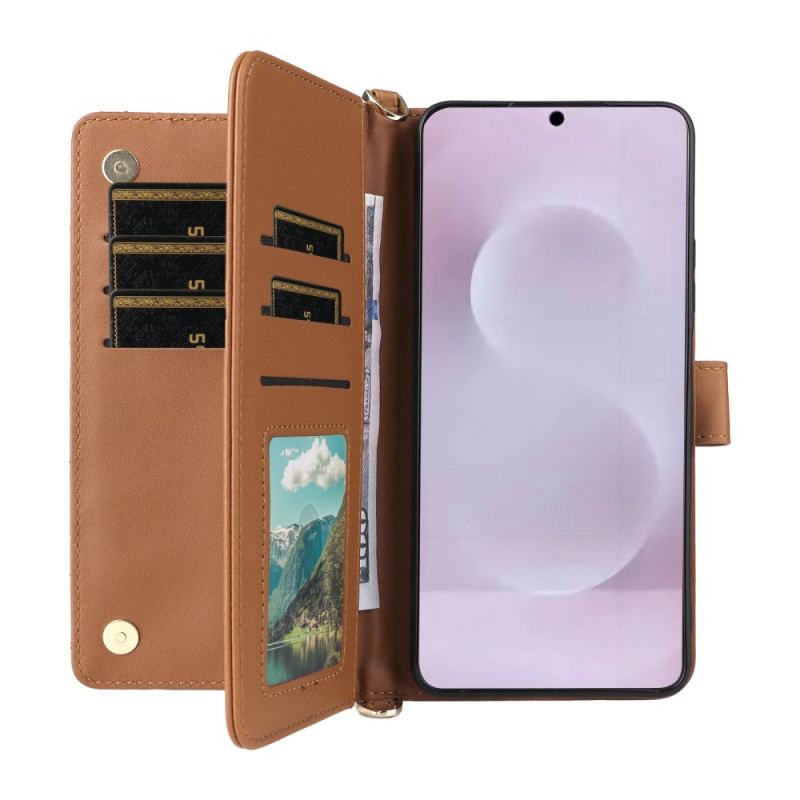 Bőrtok Samsung Galaxy S25 5g Edge Steppelt Pántos És Vállpántos