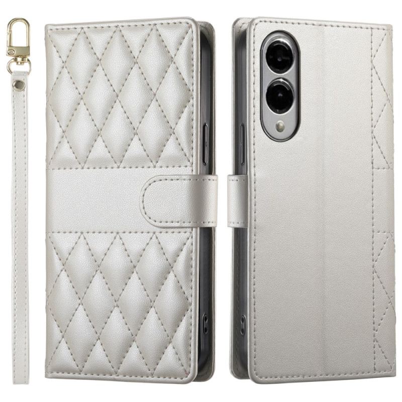 Bőrtok Samsung Galaxy S25 5g Edge Steppelt Pánttal És Vállpánttal