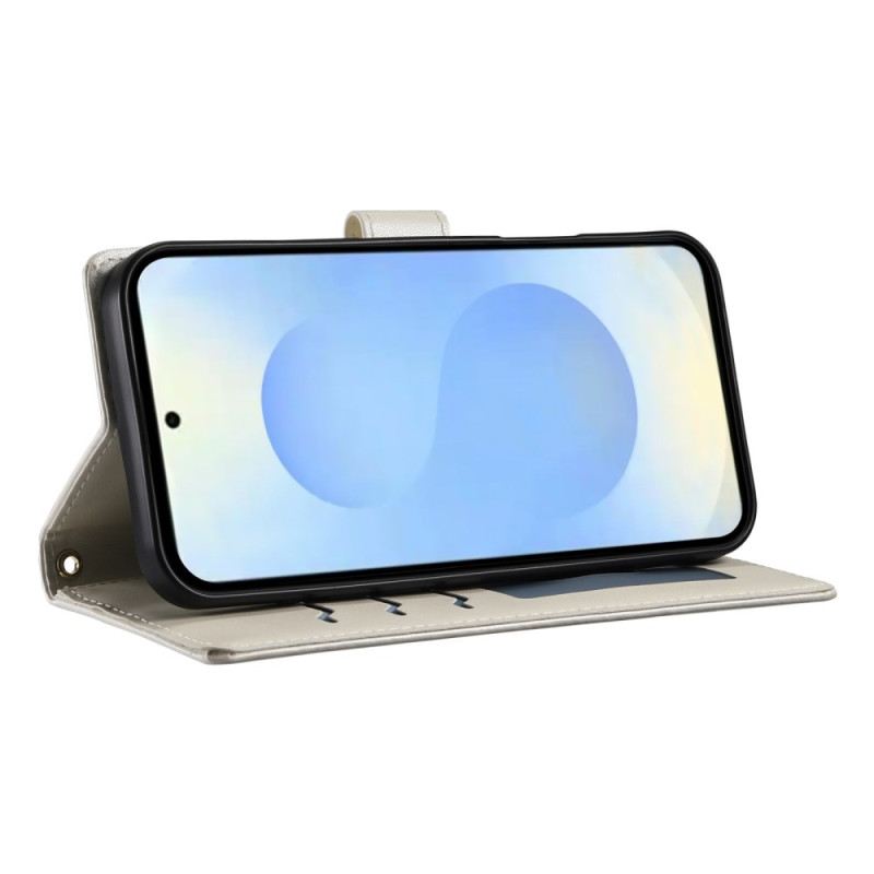 Bőrtok Samsung Galaxy S25 5g Edge Steppelt Pánttal És Vállpánttal