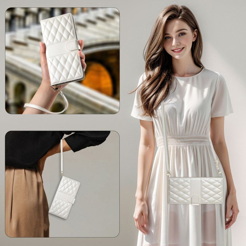 Bőrtok Samsung Galaxy S25 5g Edge Steppelt Pánttal És Vállpánttal