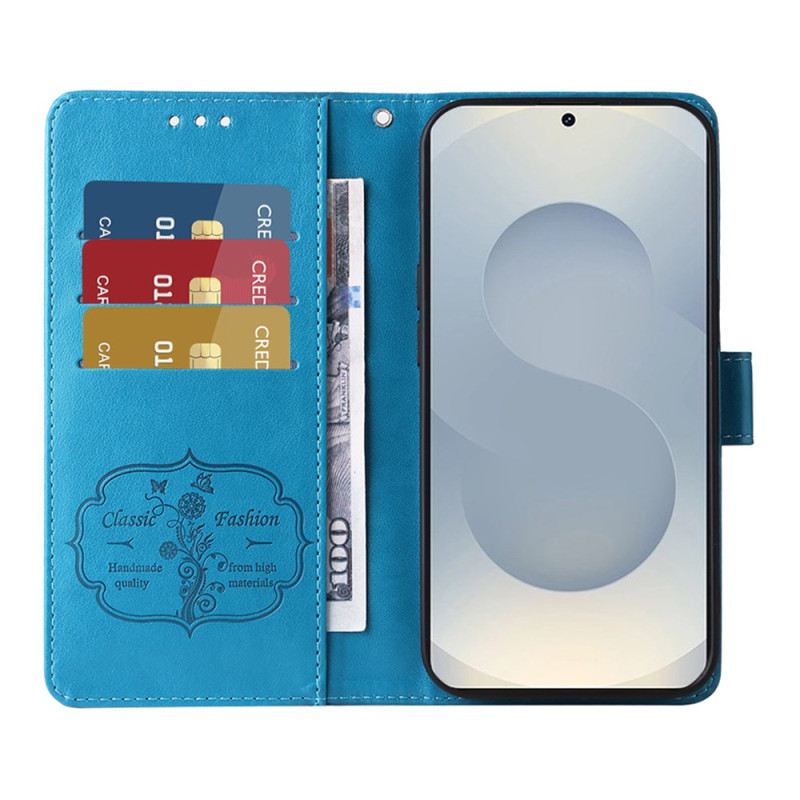 Bőrtok Samsung Galaxy S25 5g Edge Virágmintás