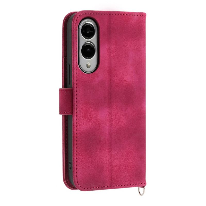 Bőrtok Samsung Galaxy S25 5g Edge Virágmintás És Pántok