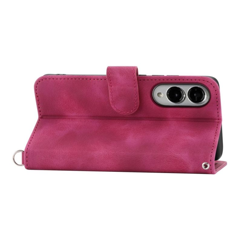 Bőrtok Samsung Galaxy S25 5g Edge Virágmintás És Pántok