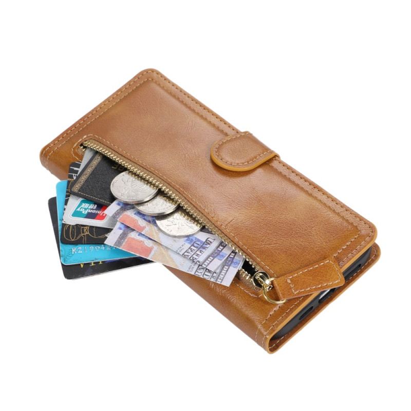 Kinyitható Bőrtok Samsung Galaxy S25 5g Edge Cipzár És Kártyatartó