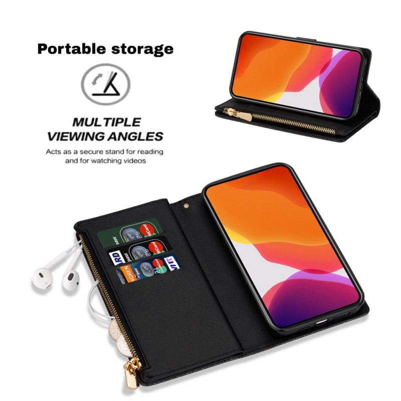 Kinyitható Bőrtok Samsung Galaxy S25 5g Edge Flitteres Pánt Pénztárca