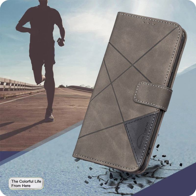 Kinyitható Bőrtok Samsung Galaxy S25 5g Edge Geometrikus Minta Binfen Szín