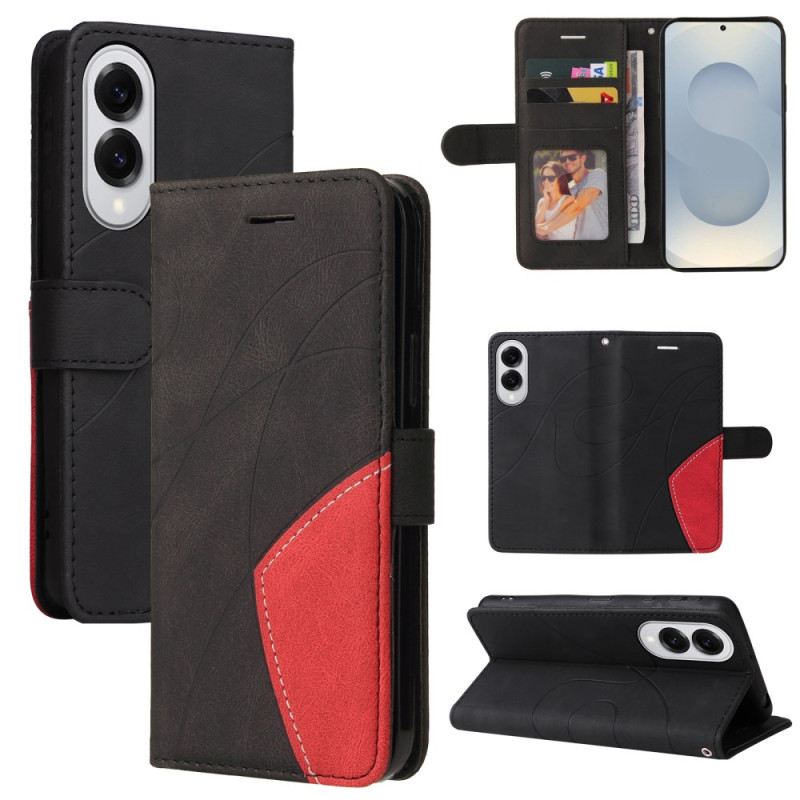 Kinyitható Bőrtok Samsung Galaxy S25 5g Edge Kétszínű Hullámos