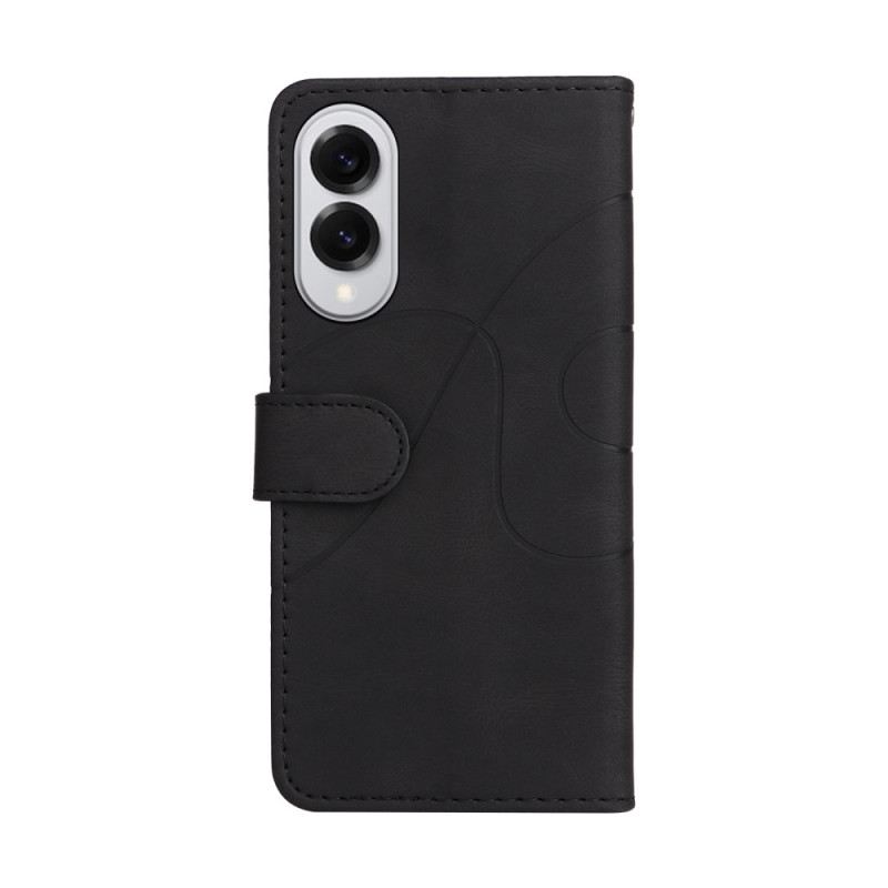 Kinyitható Bőrtok Samsung Galaxy S25 5g Edge Kétszínű Hullámos