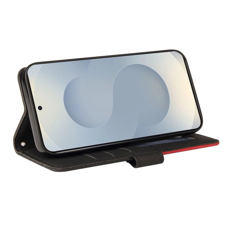 Kinyitható Bőrtok Samsung Galaxy S25 5g Edge Kétszínű Hullámos