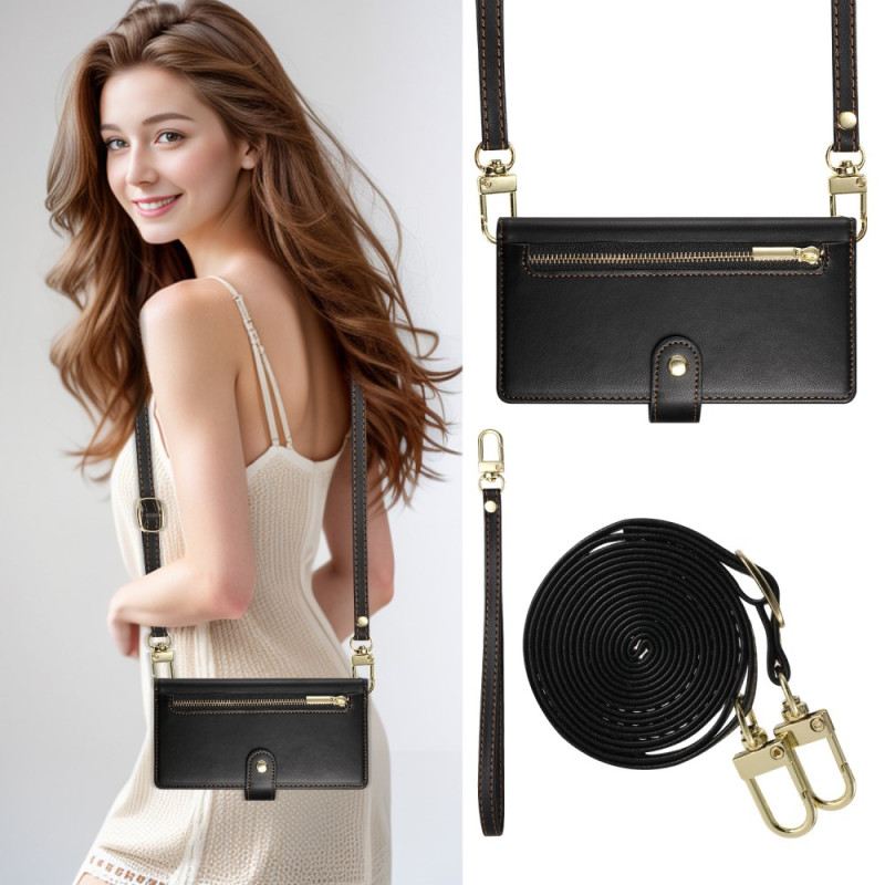 Kinyitható Bőrtok Samsung Galaxy S25 5g Edge Pántokkal Ellátott Pénztárca