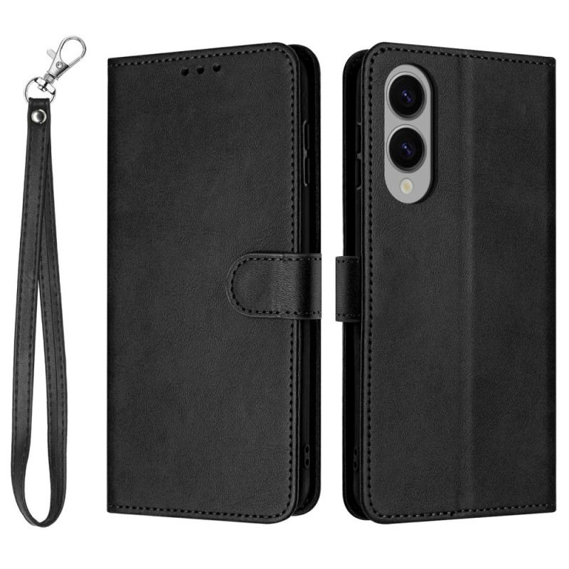 Kinyitható Tokok Samsung Galaxy S25 5g Edge Bőrhatású Pánttal