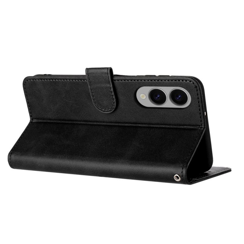 Kinyitható Tokok Samsung Galaxy S25 5g Edge Bőrhatású Pánttal