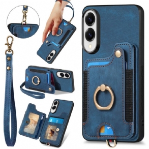 Mobiltelefon Tokok Samsung Galaxy S25 5g Edge Retro Rfid Kártyatartó És Nyakpánt